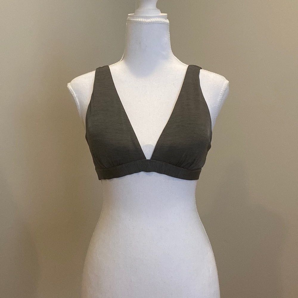 Pull-Over Olive Green with Tan Undertones Deep V-Neck Bikini Top